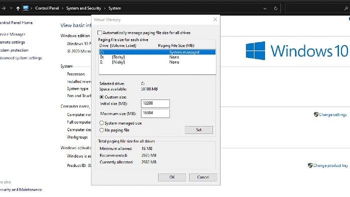 memory settings biglybt windows